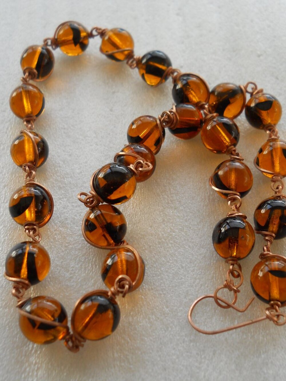 Amber Glass Beaded Necklace 1125